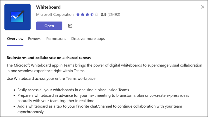 Whiteboard Teams app