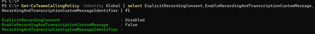 Consent notification properties in Teams Calling policies