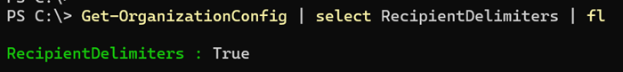 RecipientDelimiters is now in use for unchanged user settings