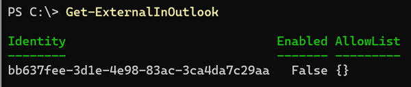 ExternalInOutlook is disabled, so the new Inbox rule does not work