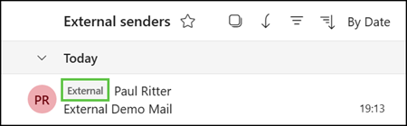 External sender tag in Outlook emails