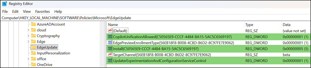 Confirmed via registry