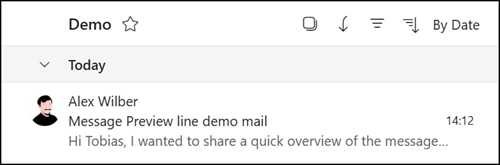Message preview with one line