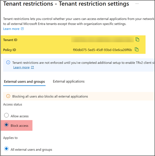 You need both the tenant ID and the policy ID for the Intune deployment