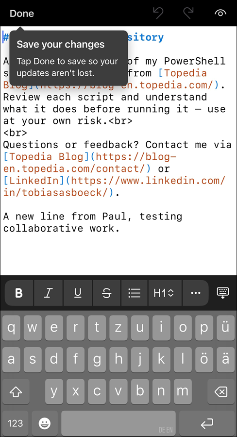 Mobile-friendly read-and-edit view