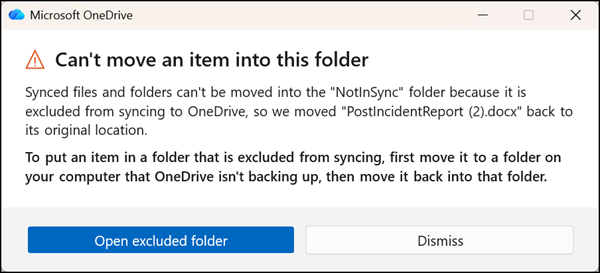 Not supported: Moving files that are already syncing into an excluded folder