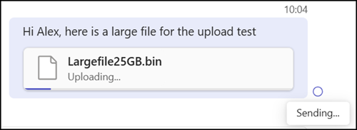 Users should not close the Teams client until the upload is completed