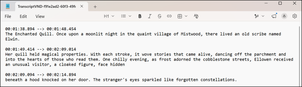 Meeting transcript without speaker attribution