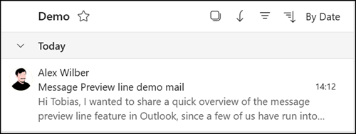 Message preview with two lines