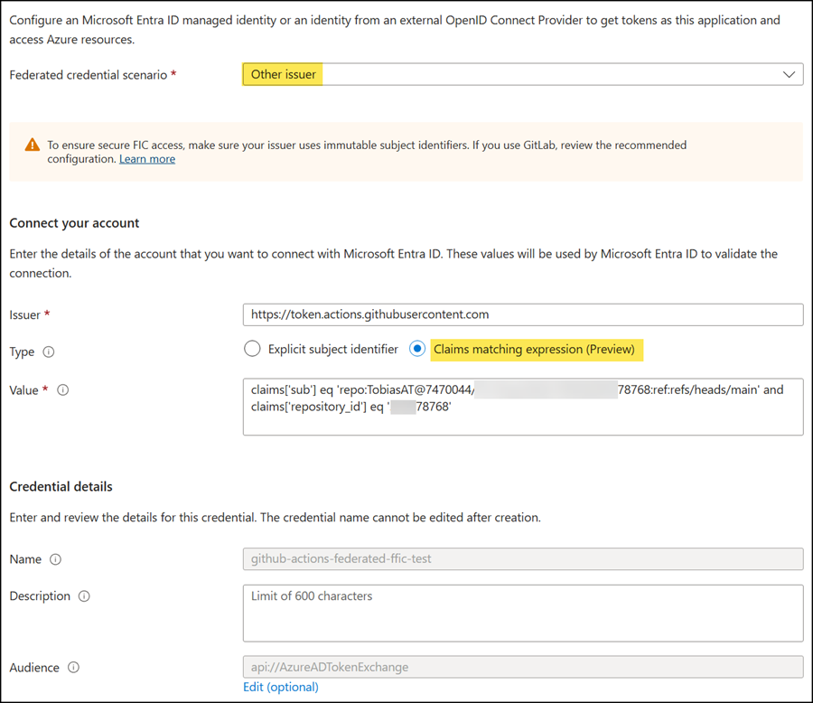 Configure a Flexible Federated Identity Credential
