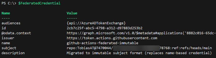 A new federated credential was added