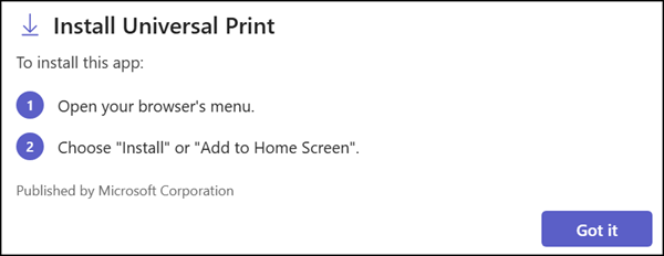 Install the Universal Print portal on your Home Screen
