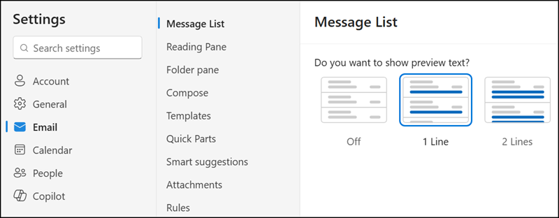 Update the Outlook settings