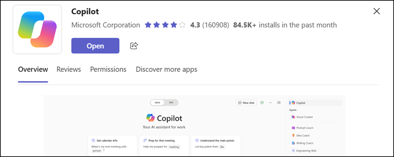 Copilot app in Teams