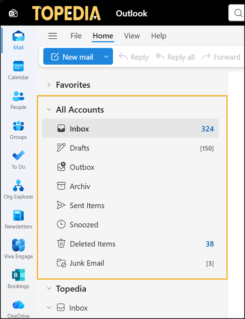 "All Accounts" is the unified Inbox view