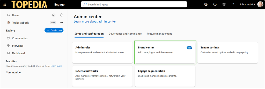 New Brand Center in the Viva Engage admin center