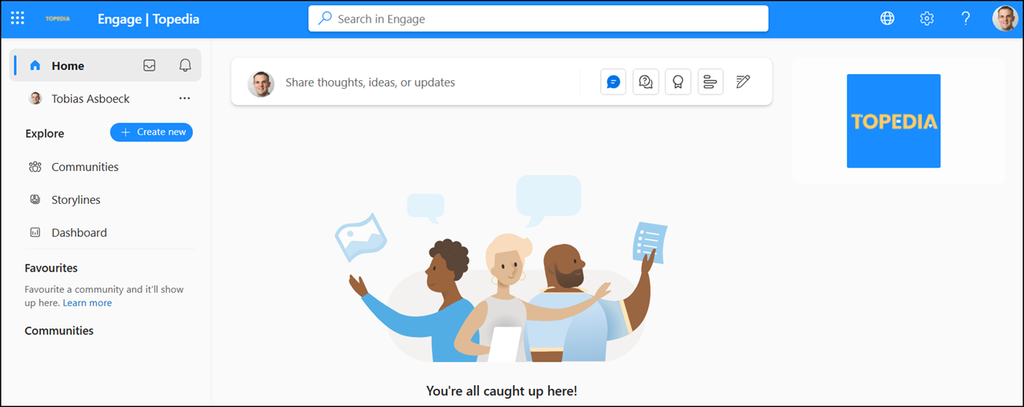 The large logo is visible on the Engage start page