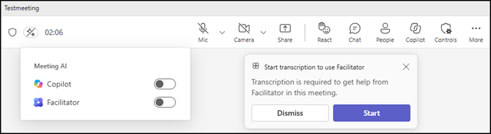 Starting Facilitator will also start transcription
