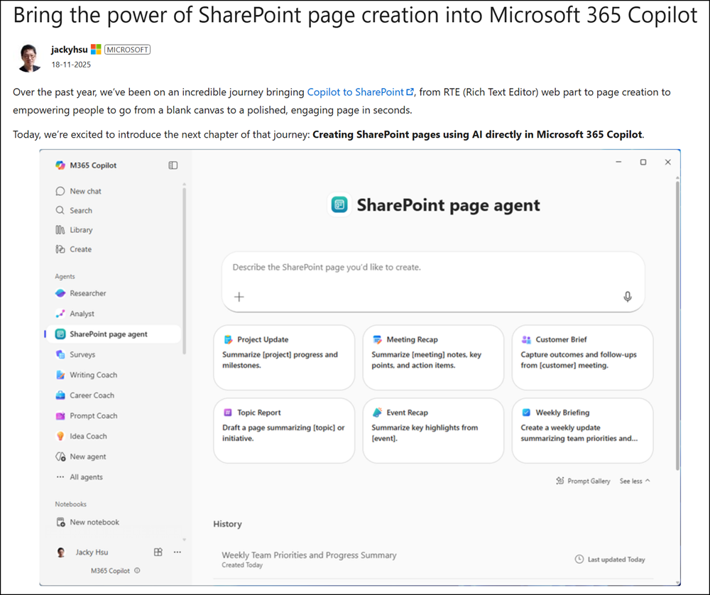 Introducing SharePoint Page Agent (November 2025)