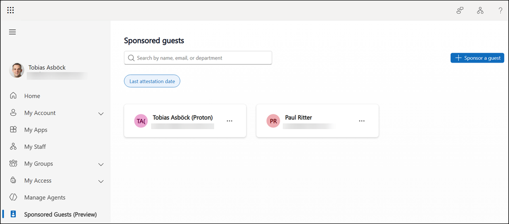 Sponsored guests in My Account