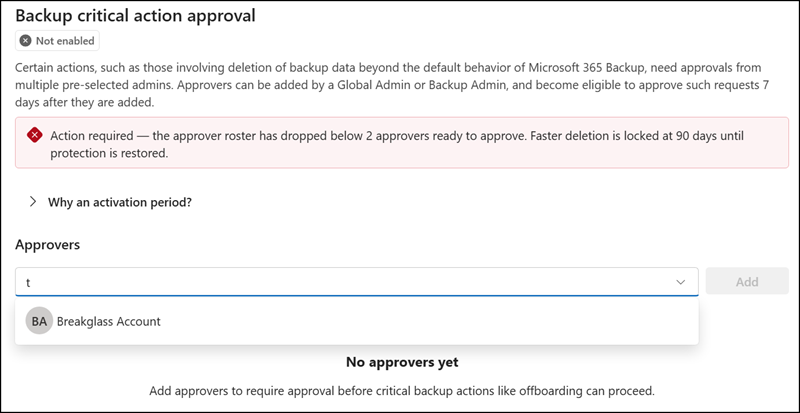 Only accounts with the Global Administrator role are listed