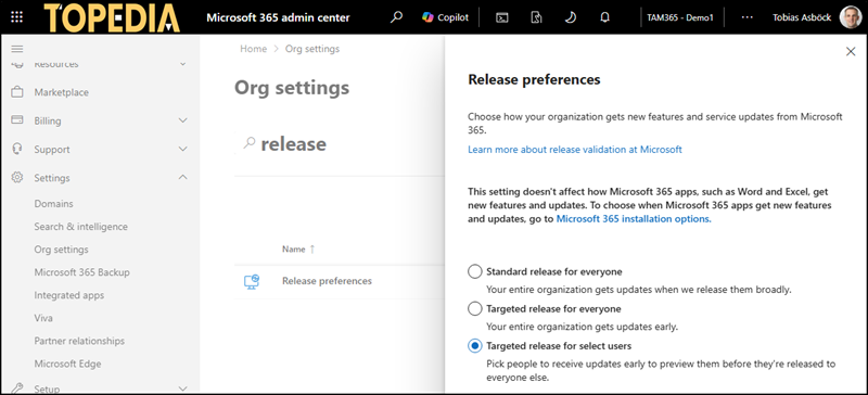Release preference in Org Settings will be retired
